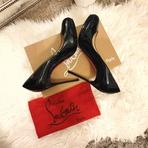 Christian Louboutin Black Patent Leather Simple Round-Toe 